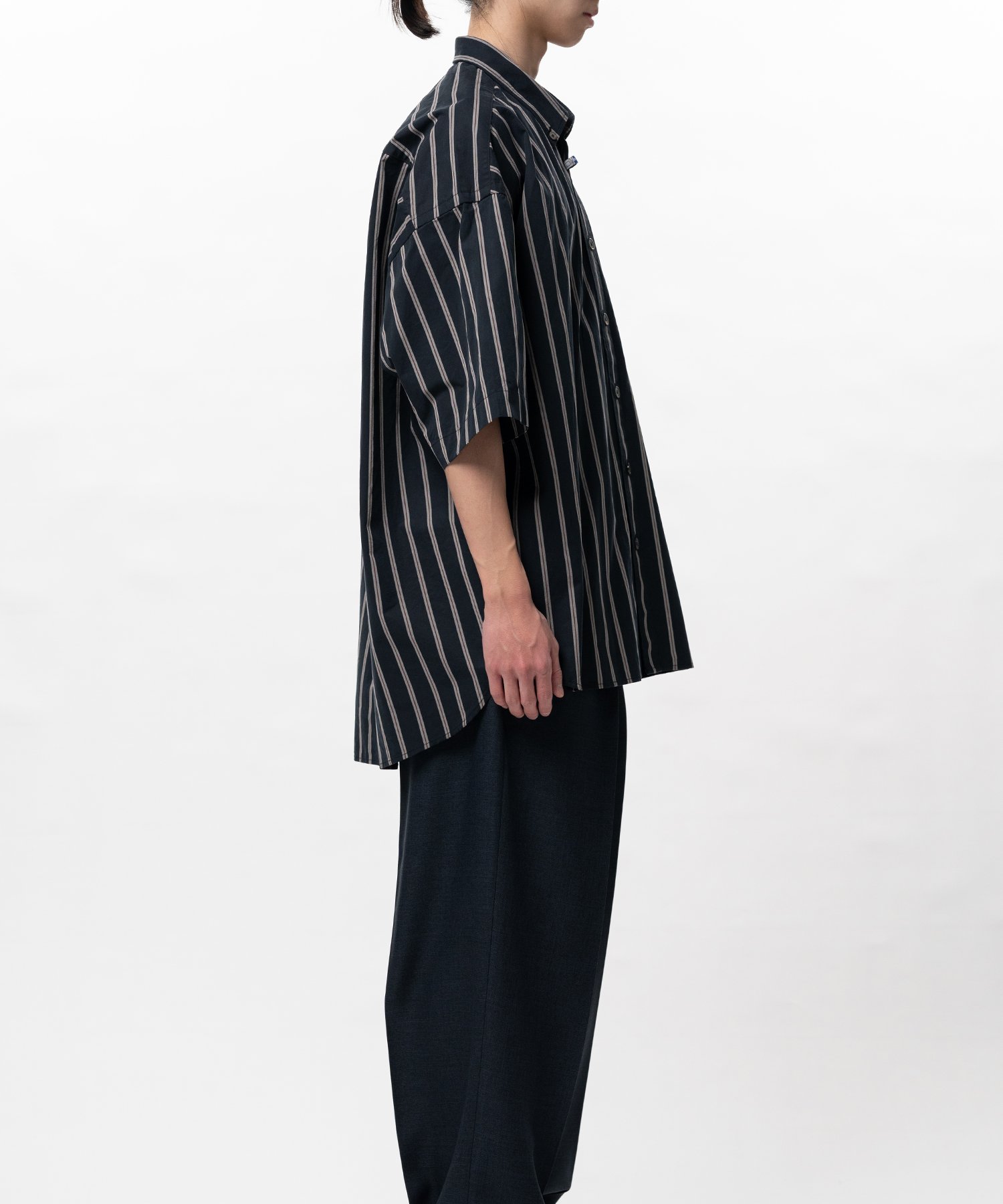 Cotton High Density Stripe Short-sleeve Shirt