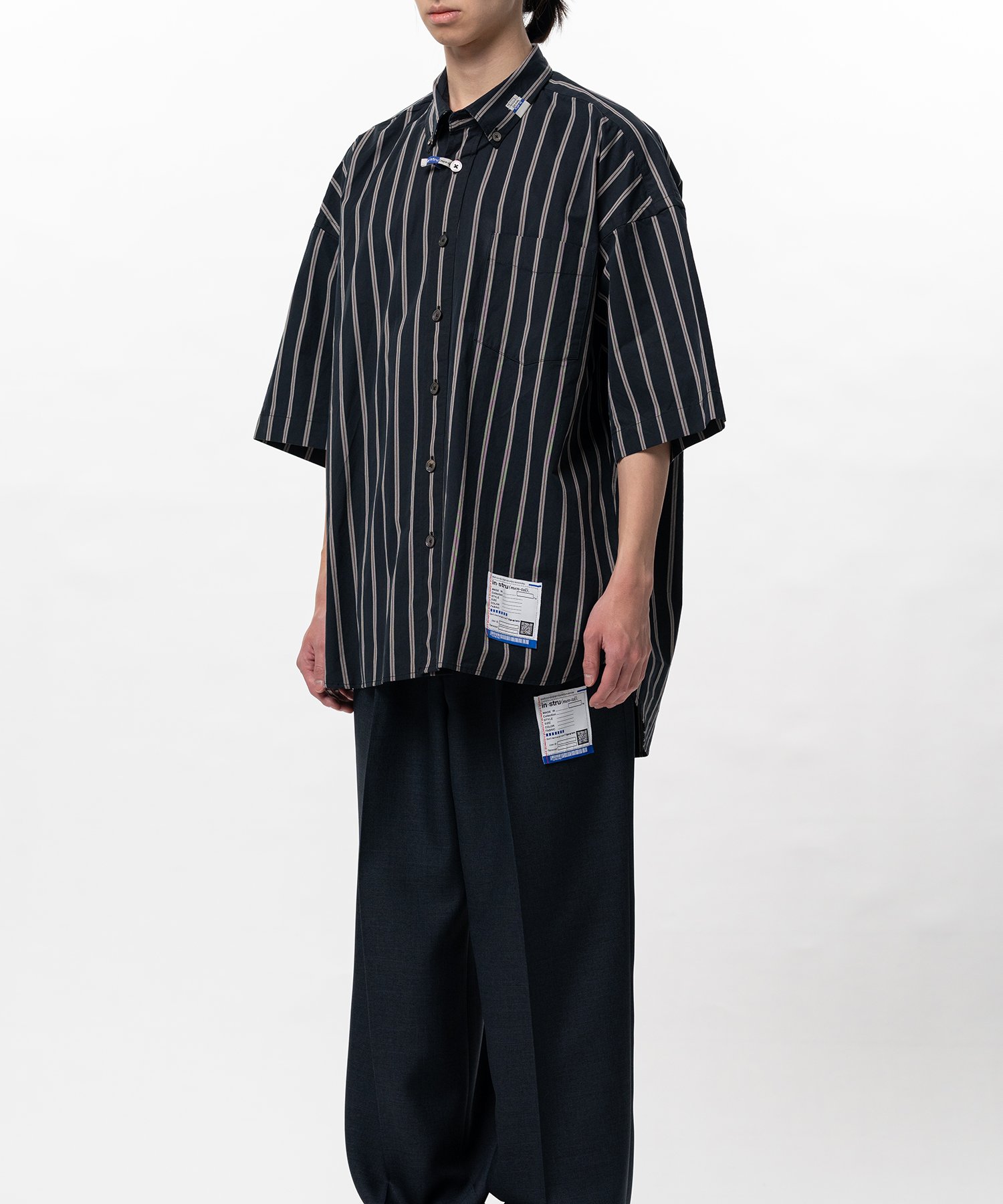 Cotton High Density Stripe Short-sleeve Shirt