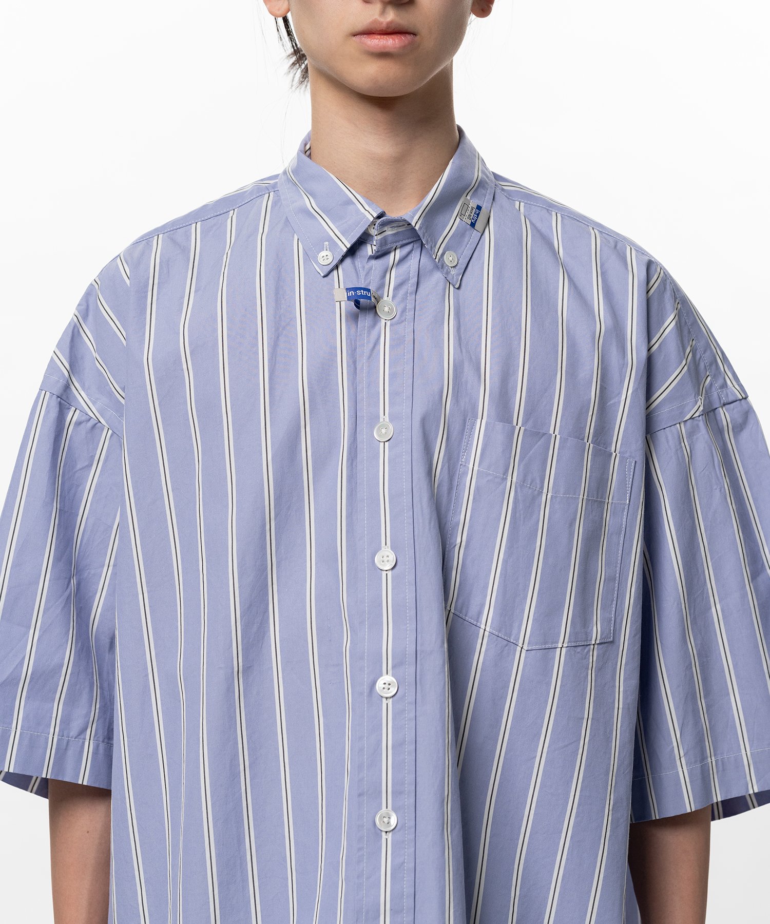 Cotton High Density Stripe Short-sleeve Shirt