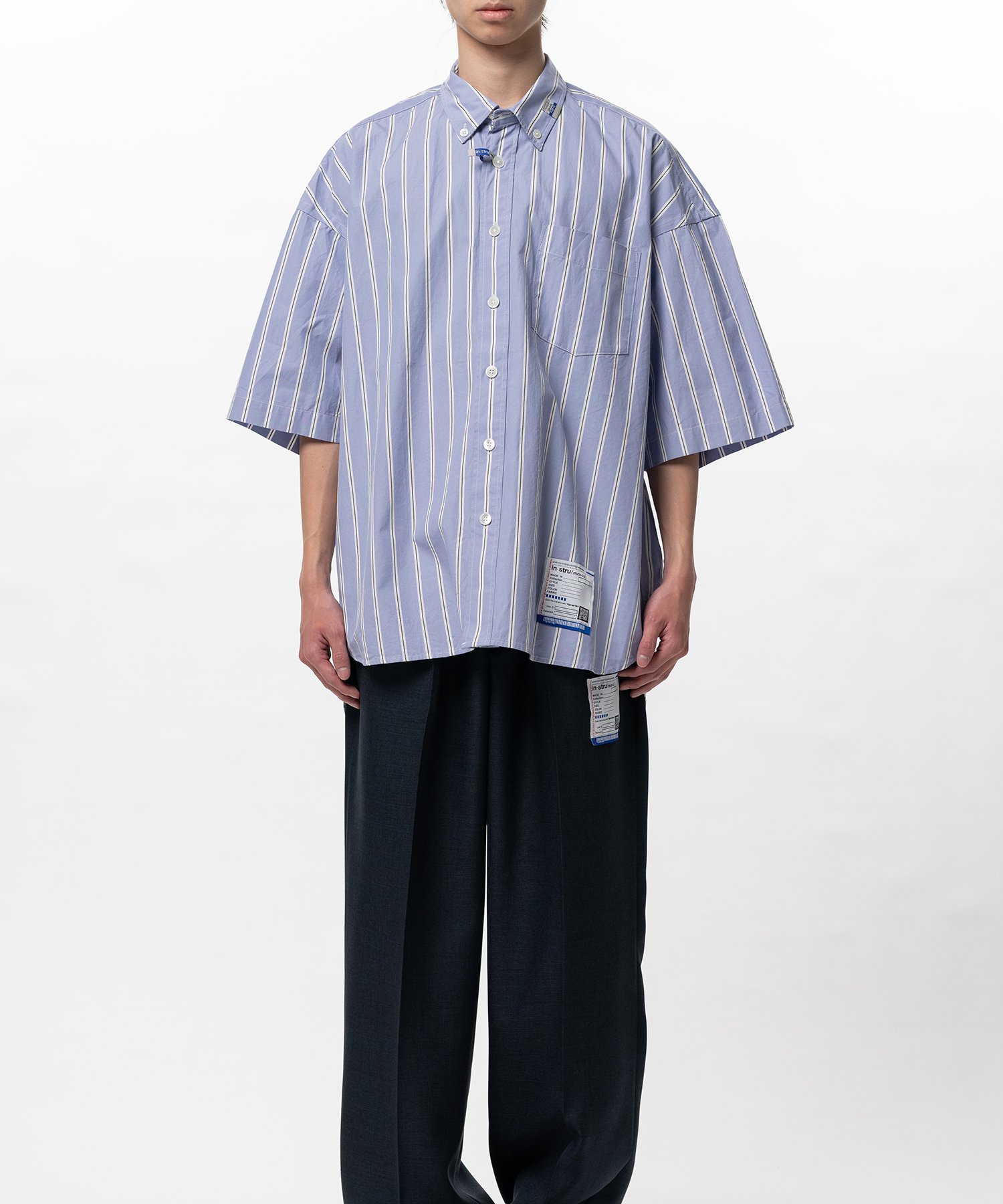 Cotton High Density Stripe Short-sleeve Shirt