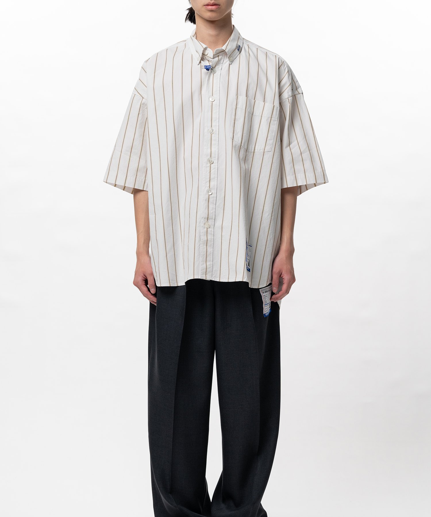 Cotton High Density Stripe Short-sleeve Shirt