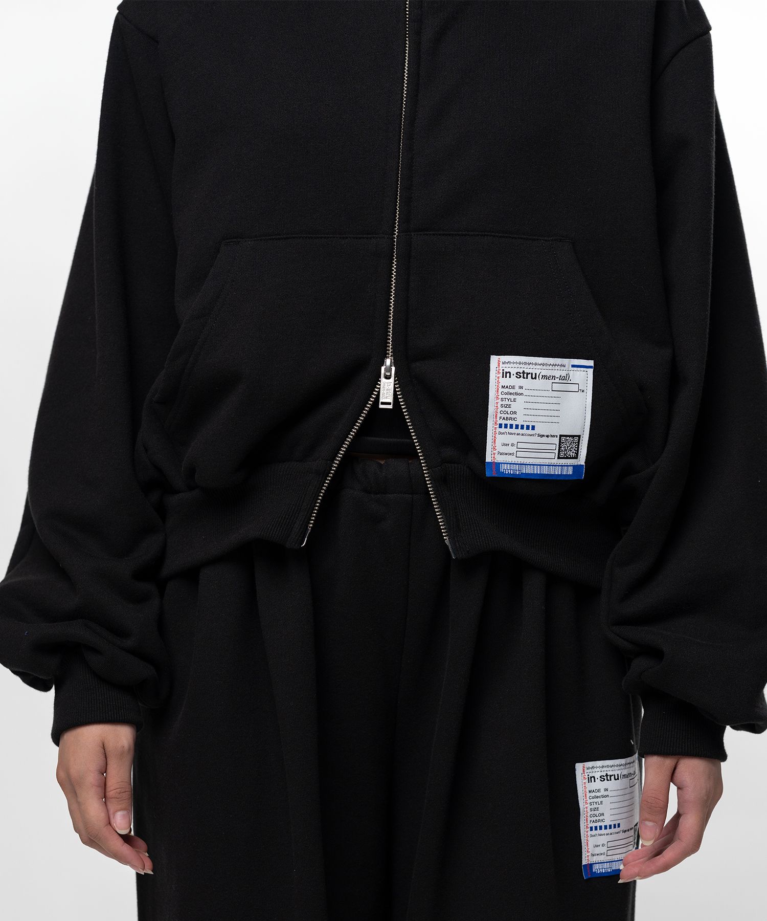 French Terry Cropped Zip Up Hoodie