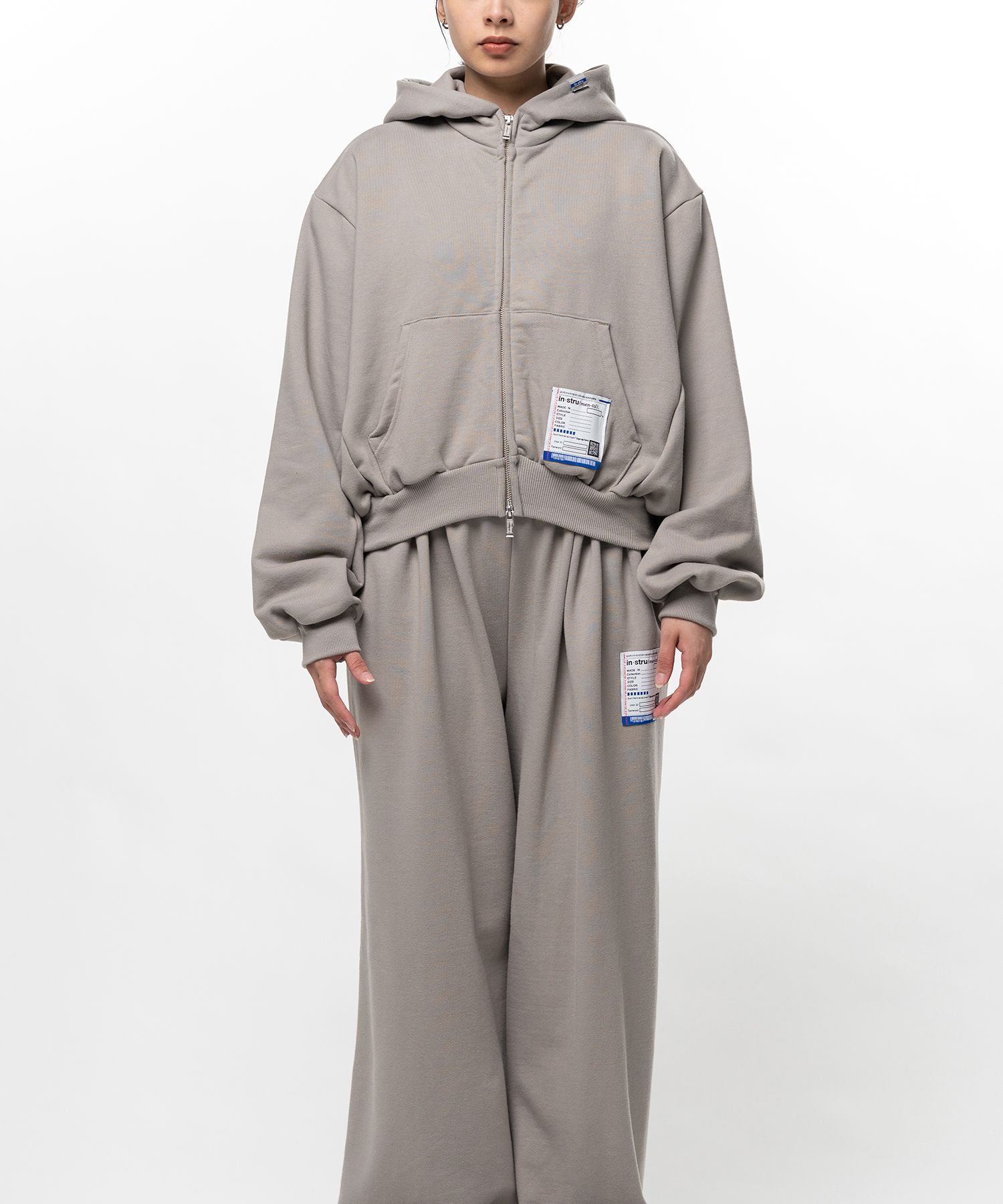 French Terry Cropped Zip Up Hoodie