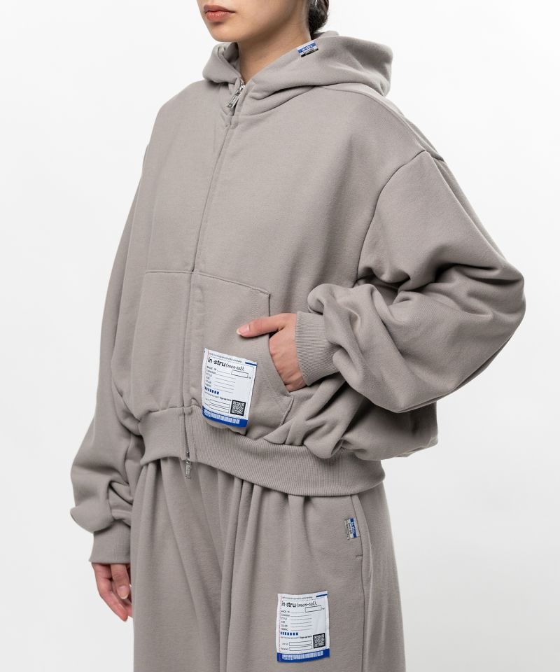 French Terry Cropped Zip Up Hoodie