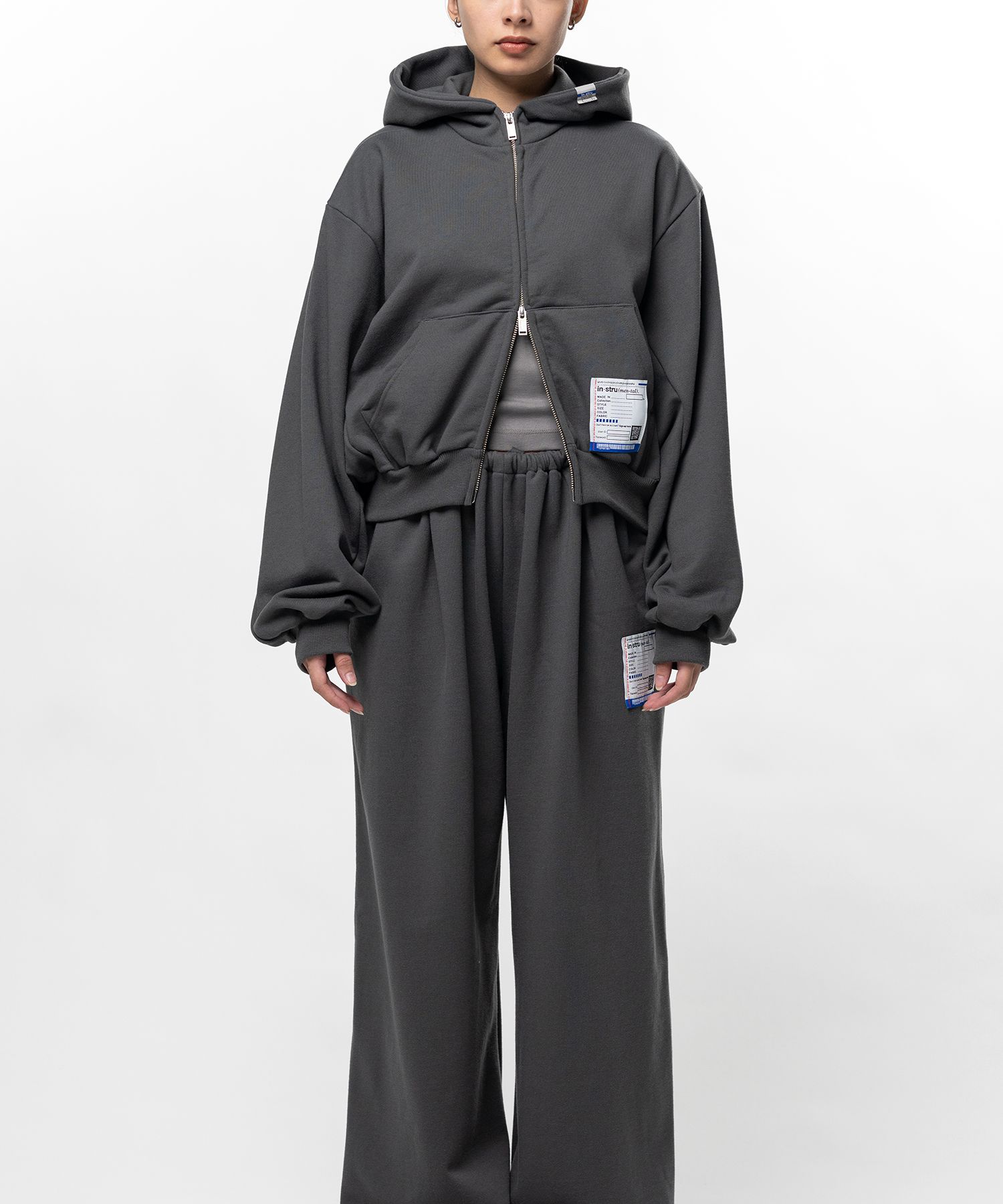 French Terry Cropped Zip Up Hoodie