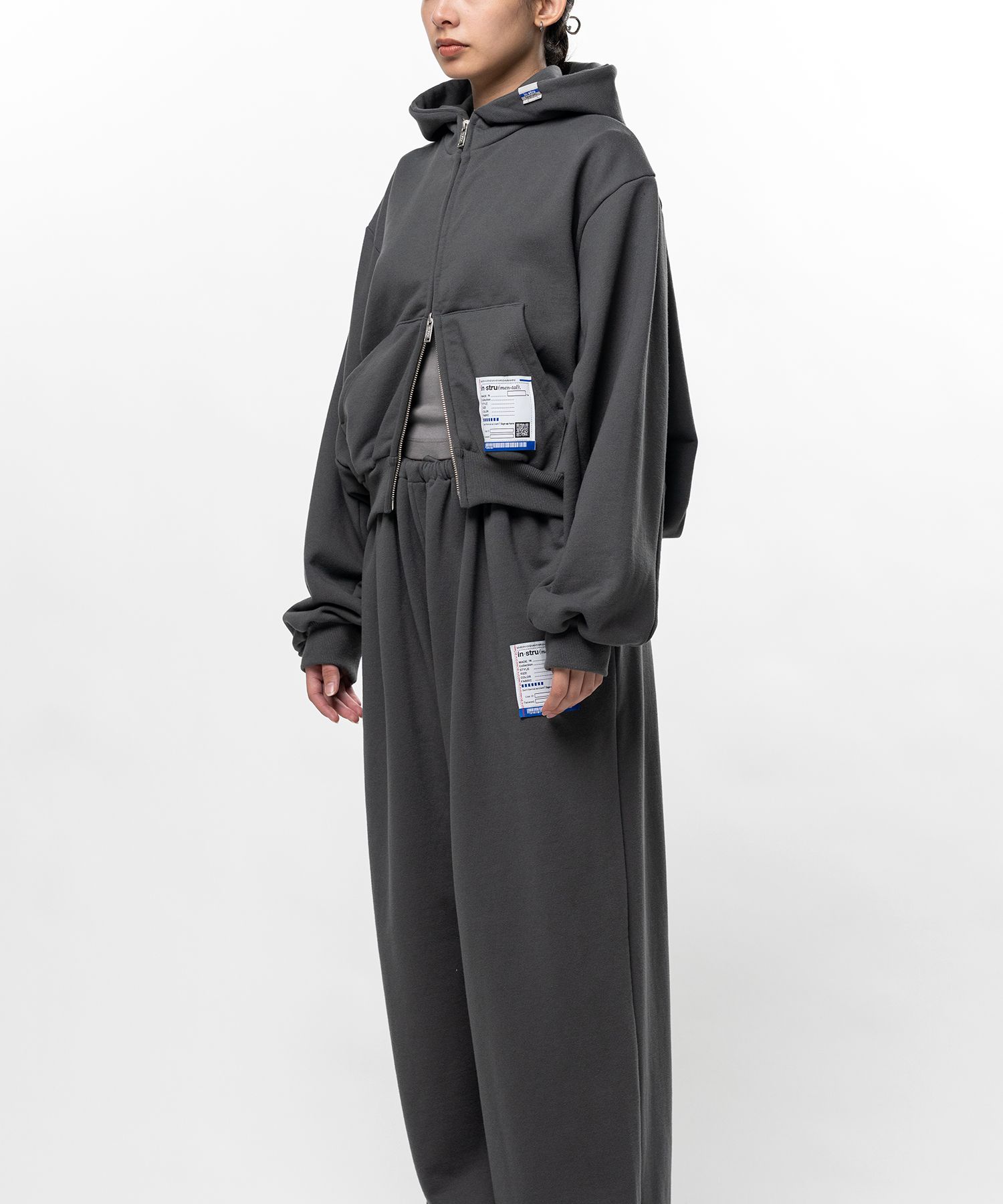 French Terry Cropped Zip Up Hoodie