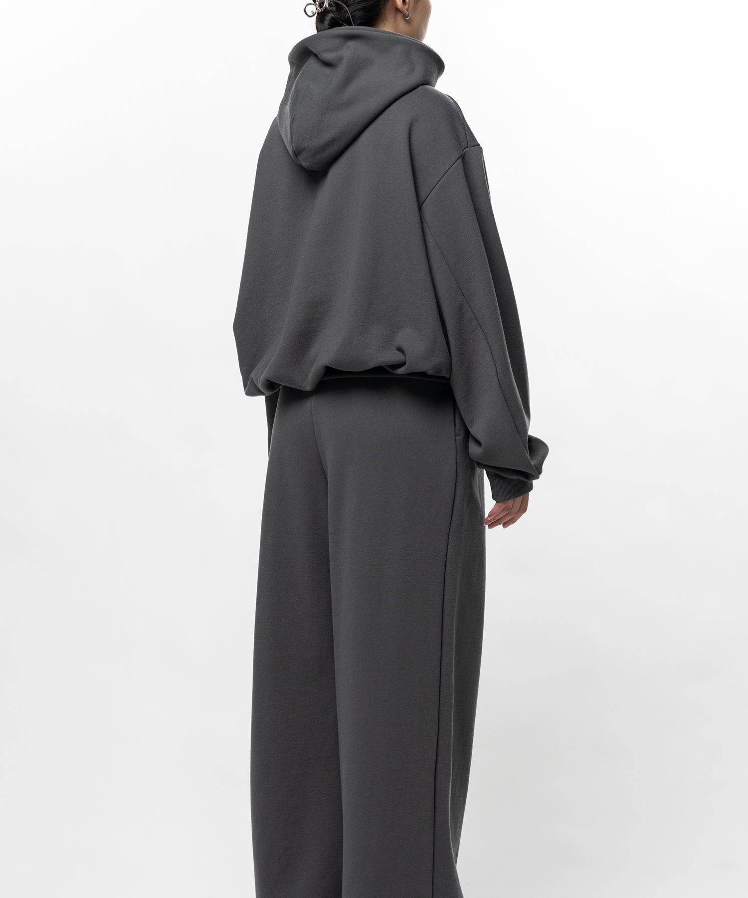 French Terry Cropped Zip Up Hoodie