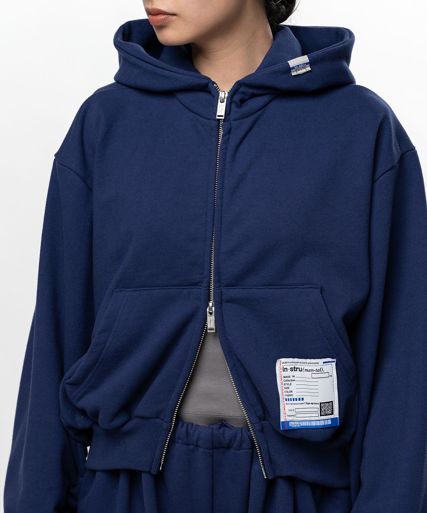 French Terry Cropped Zip Up Hoodie