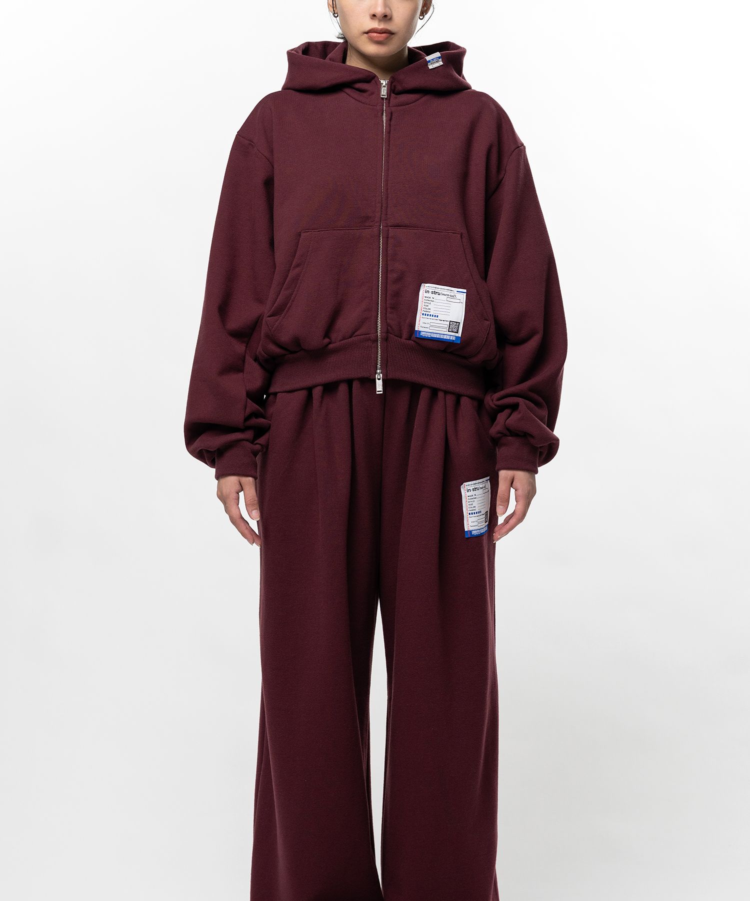 French Terry Cropped Zip Up Hoodie