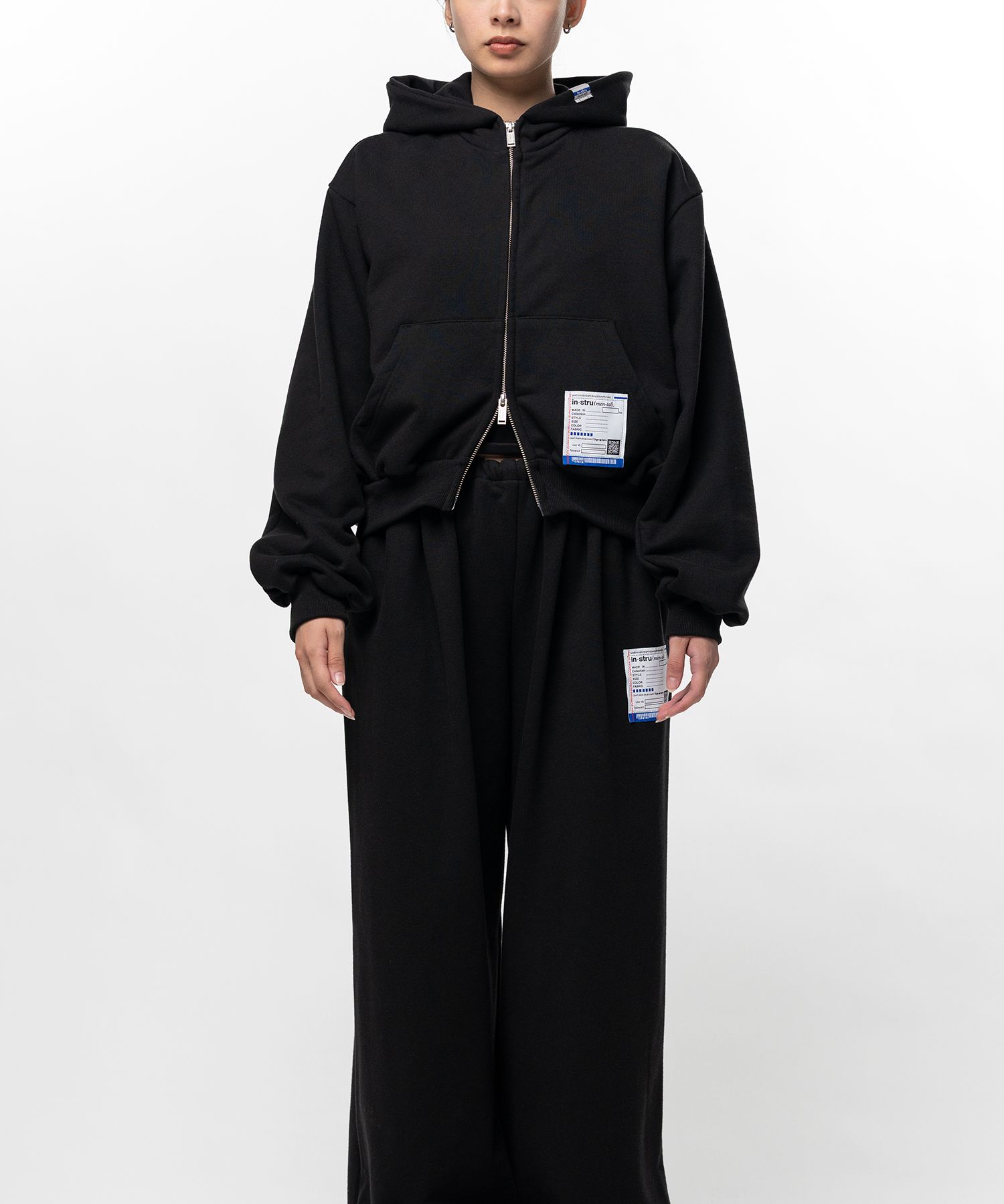 French Terry Cropped Zip Up Hoodie