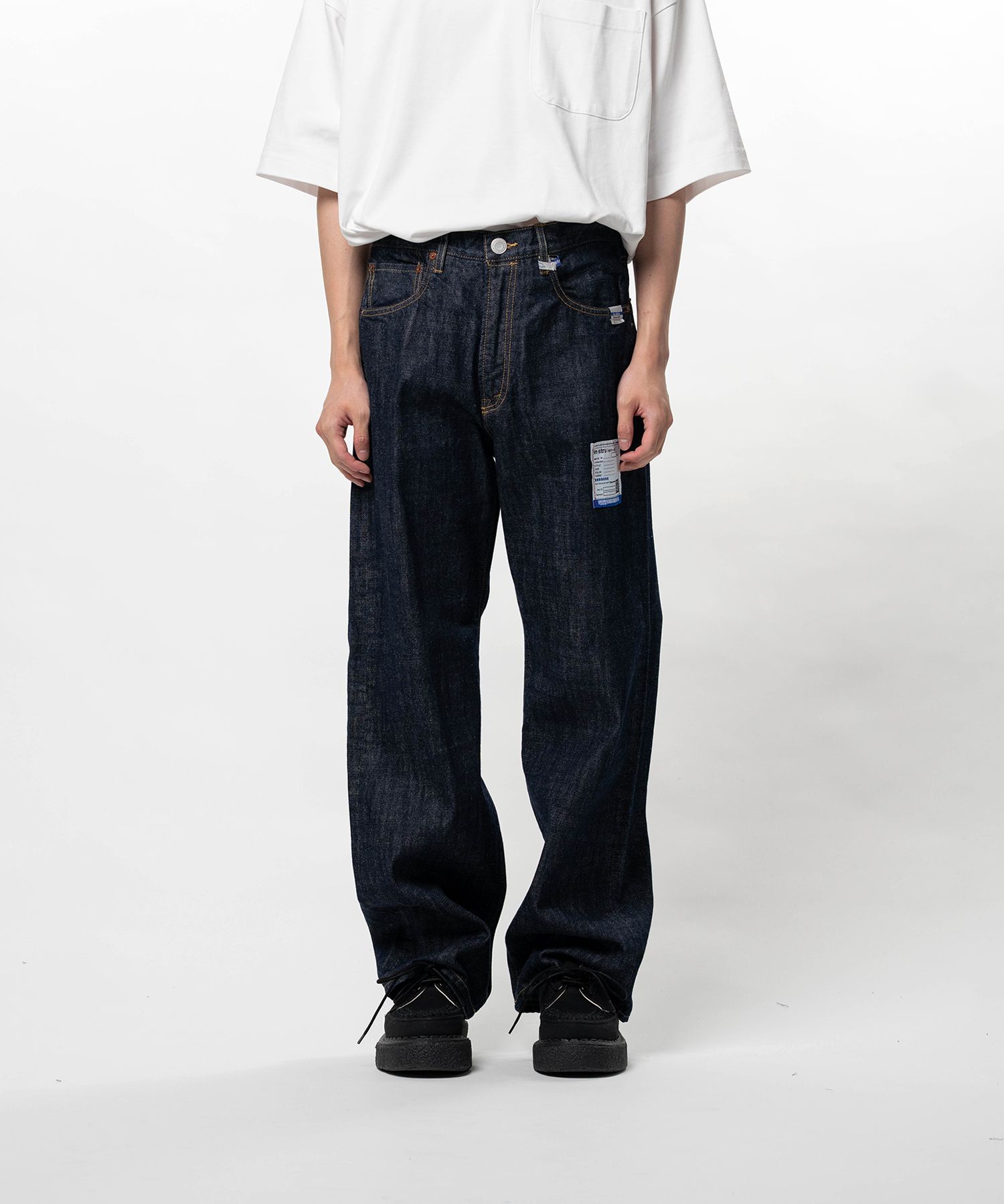 One Washed Selvage Denim Straight Pants