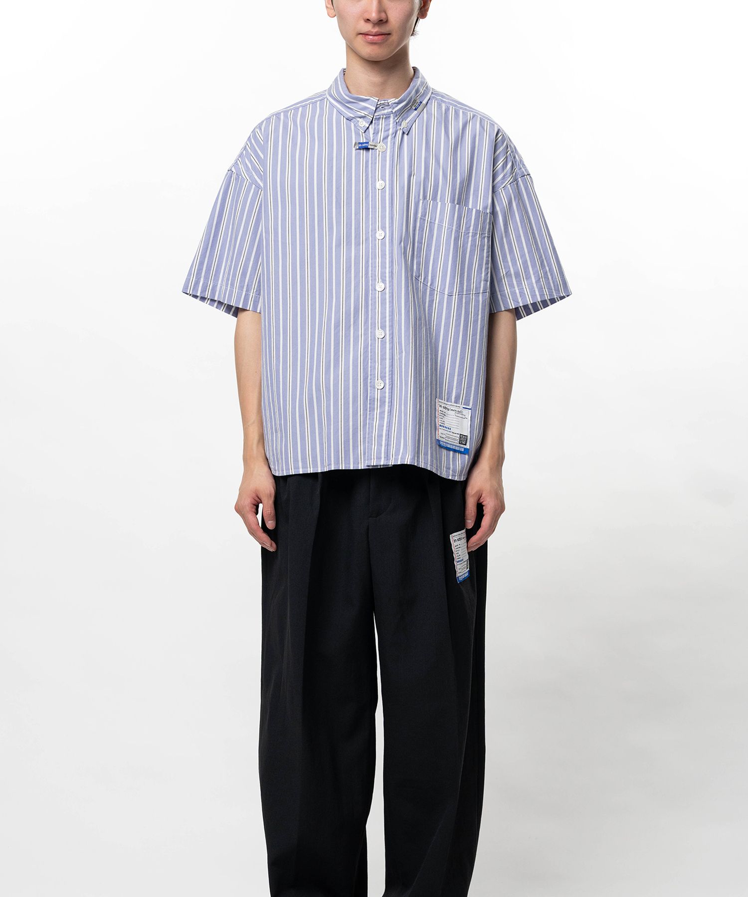 Cotton Oxford Stripe Short Sleeve Shirt
