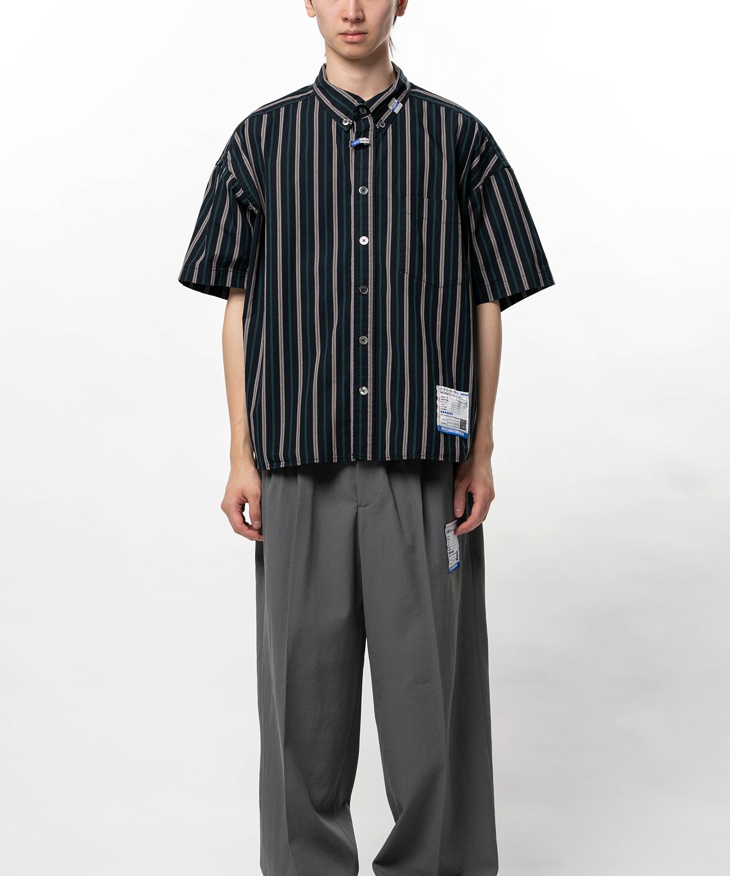 Cotton Oxford Stripe Short Sleeve Shirt