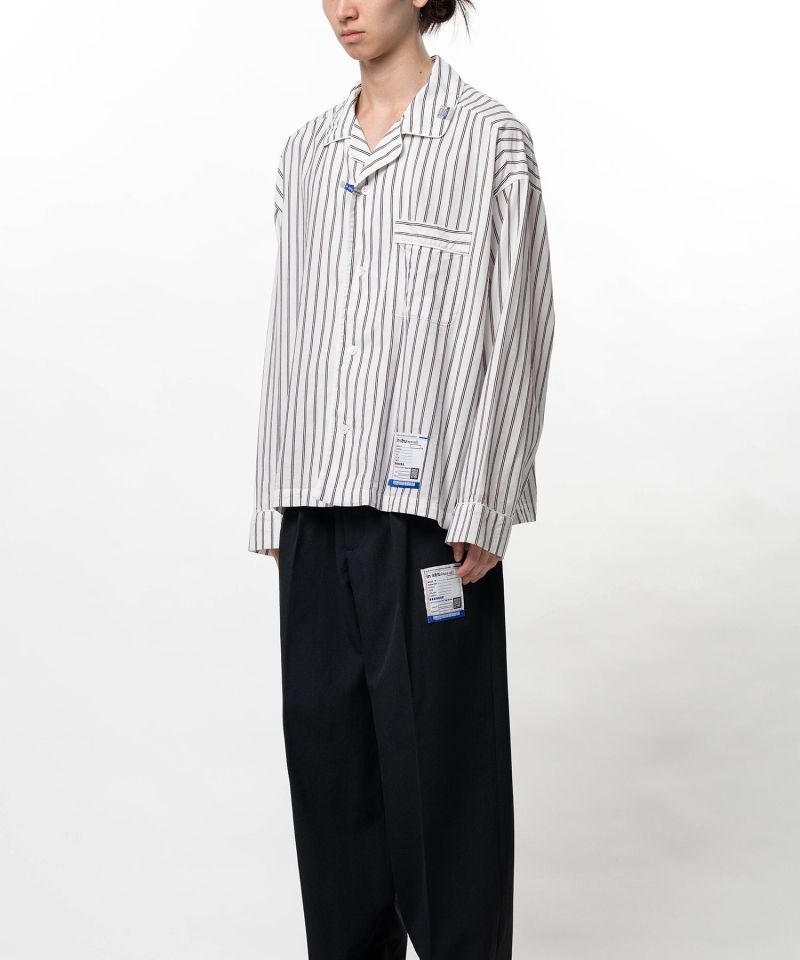 Cotton Rayon Stripe Piping Long Sleeve Shirt