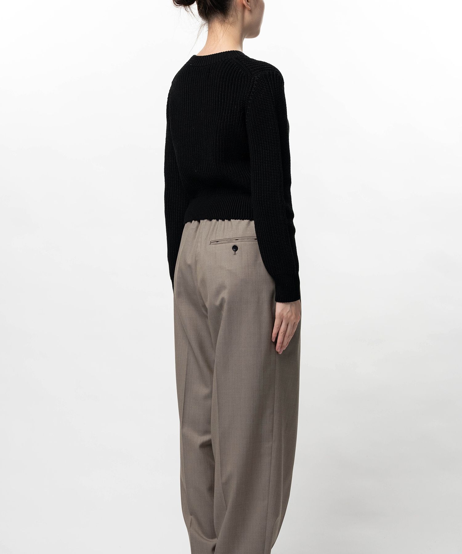 Cotton Rib Knit Cropped Pullover
