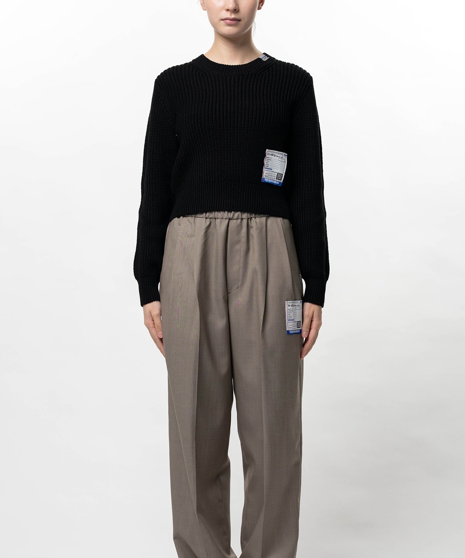 Cotton Rib Knit Cropped Pullover