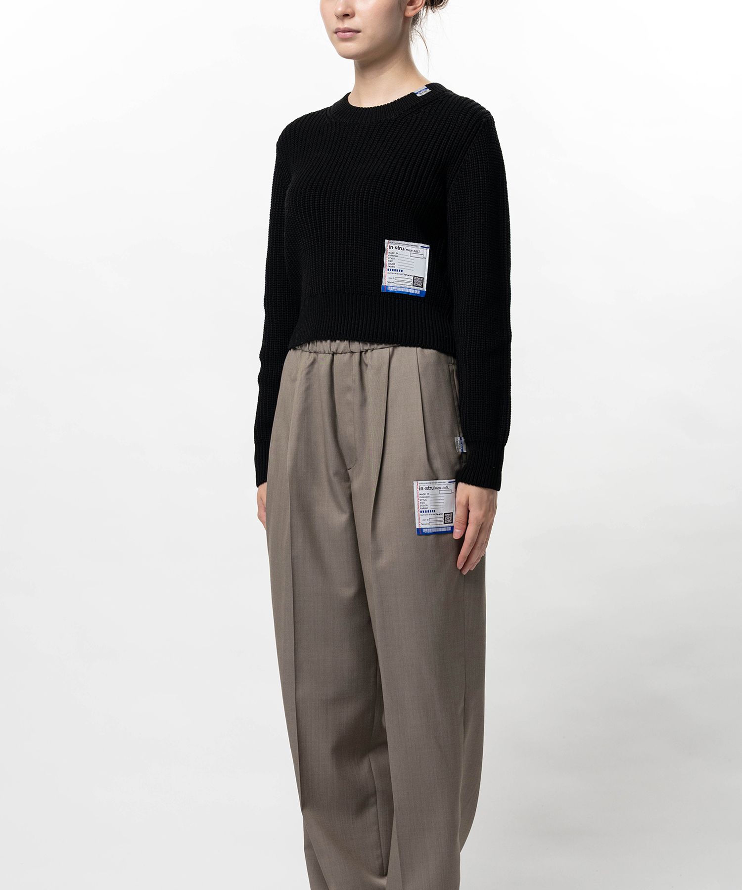 Cotton Rib Knit Cropped Pullover