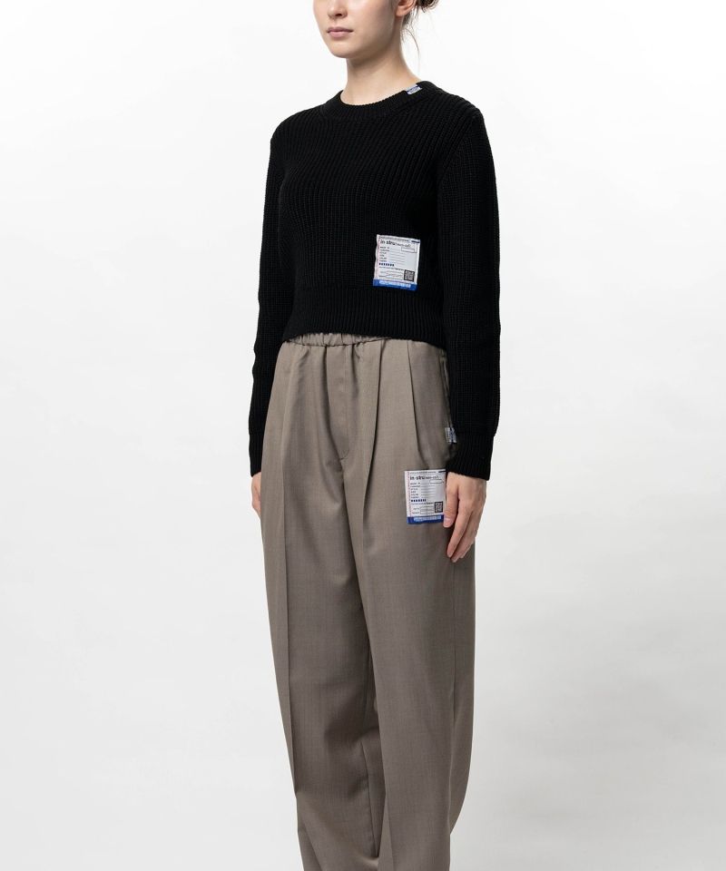 Cotton Rib Knit Cropped Pullover