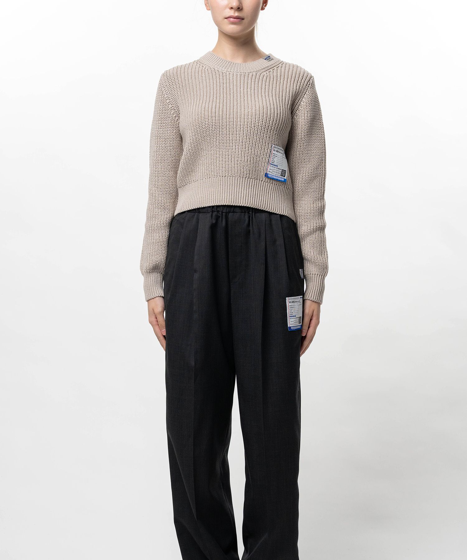 Cotton Rib Knit Cropped Pullover