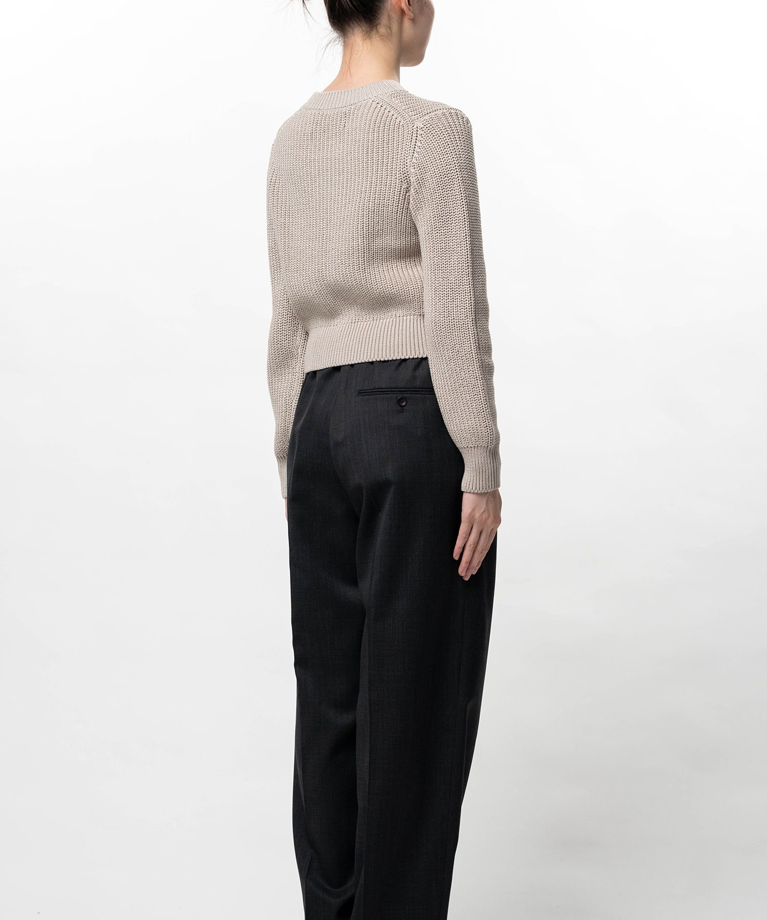 Cotton Rib Knit Cropped Pullover