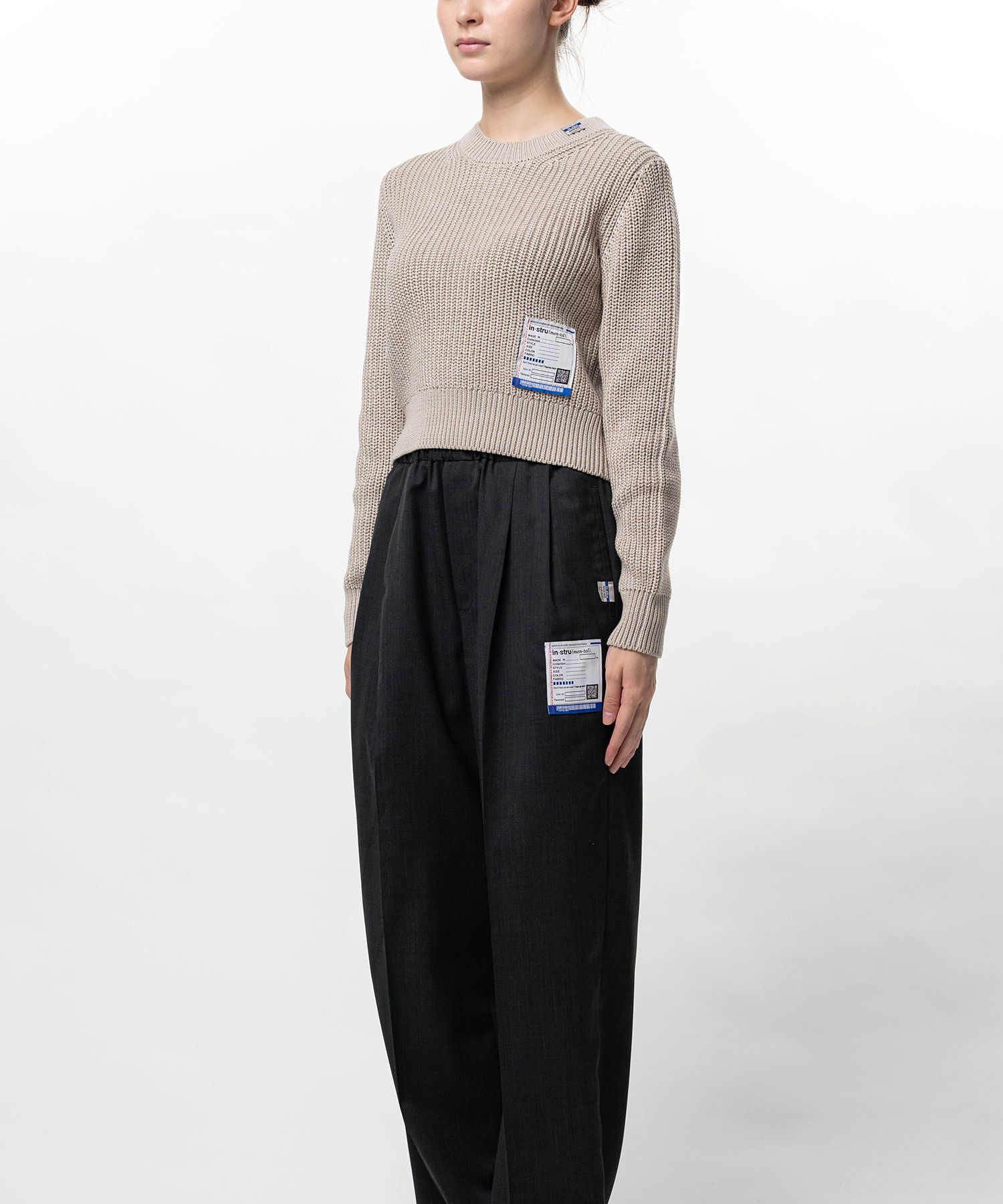 Cotton Rib Knit Cropped Pullover