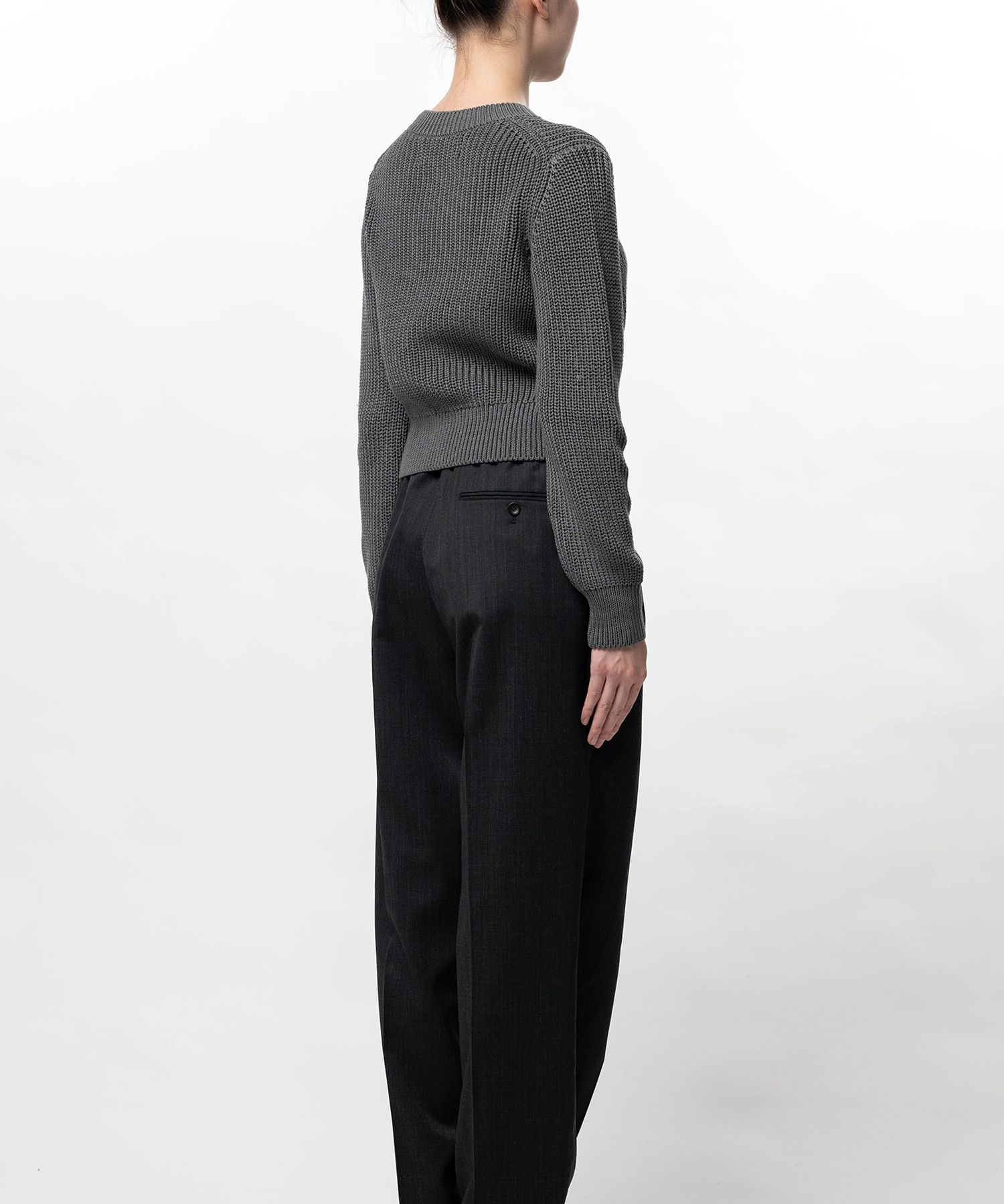 Cotton Rib Knit Cropped Pullover