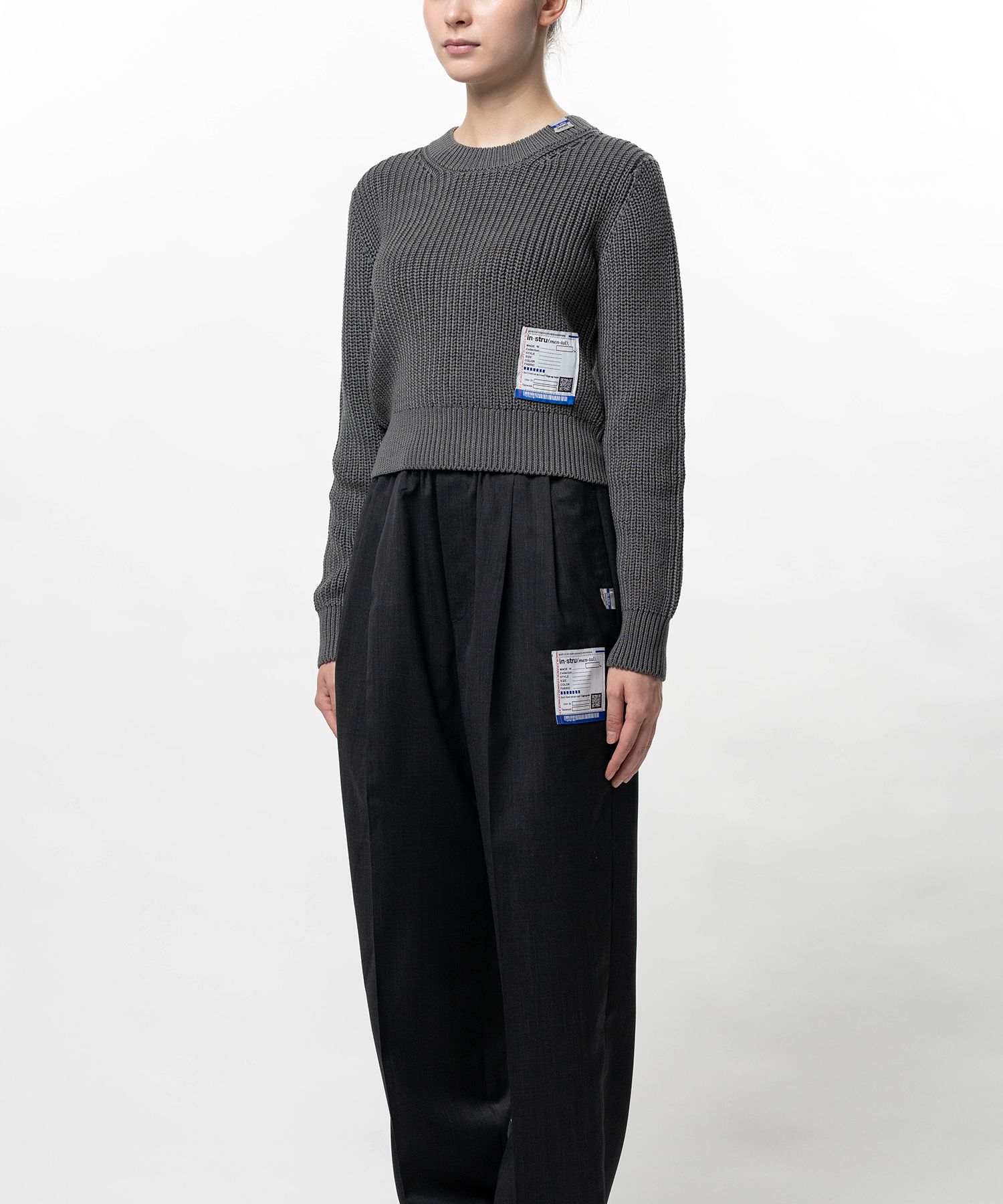 Cotton Rib Knit Cropped Pullover