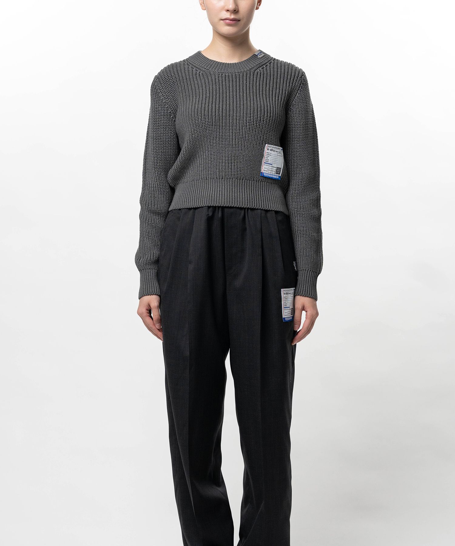 Cotton Rib Knit Cropped Pullover