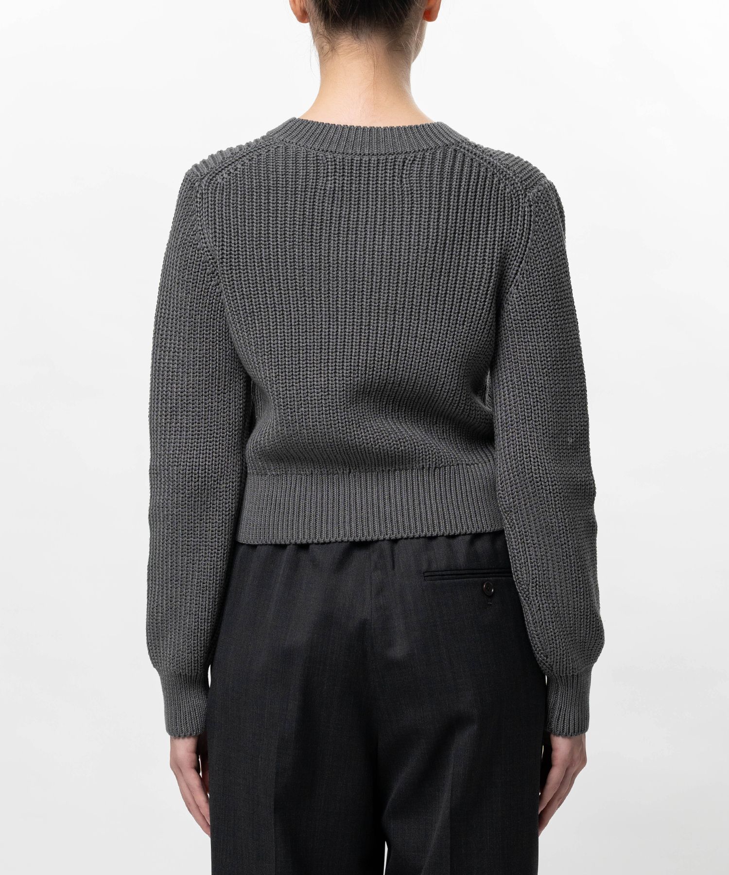 Cotton Rib Knit Cropped Pullover