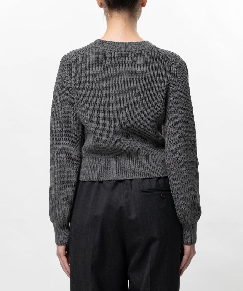 Cotton Rib Knit Cropped Pullover