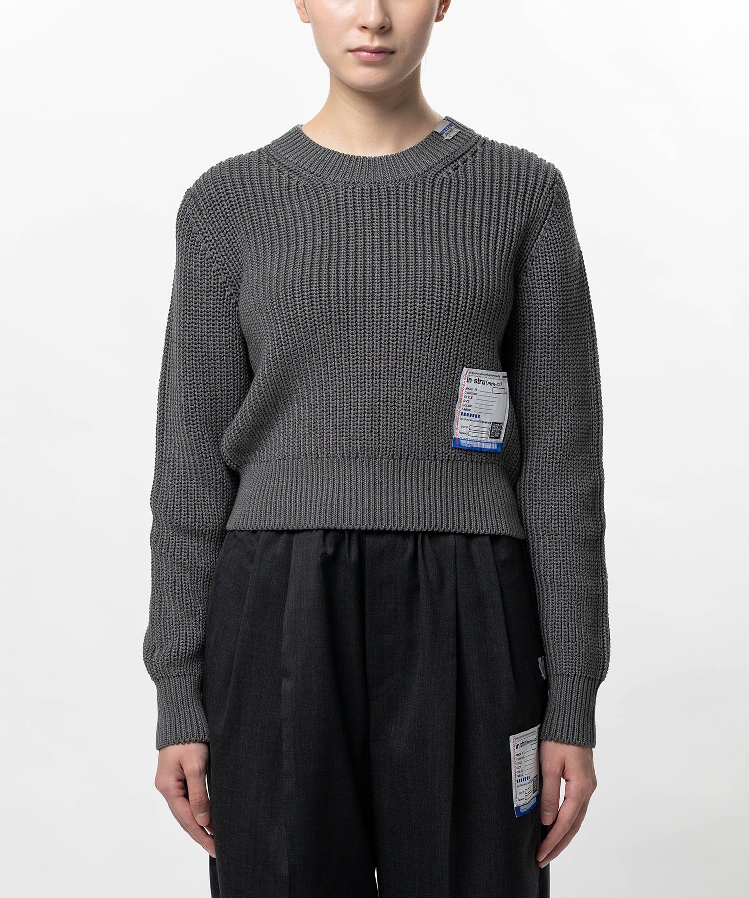 Cotton Rib Knit Cropped Pullover