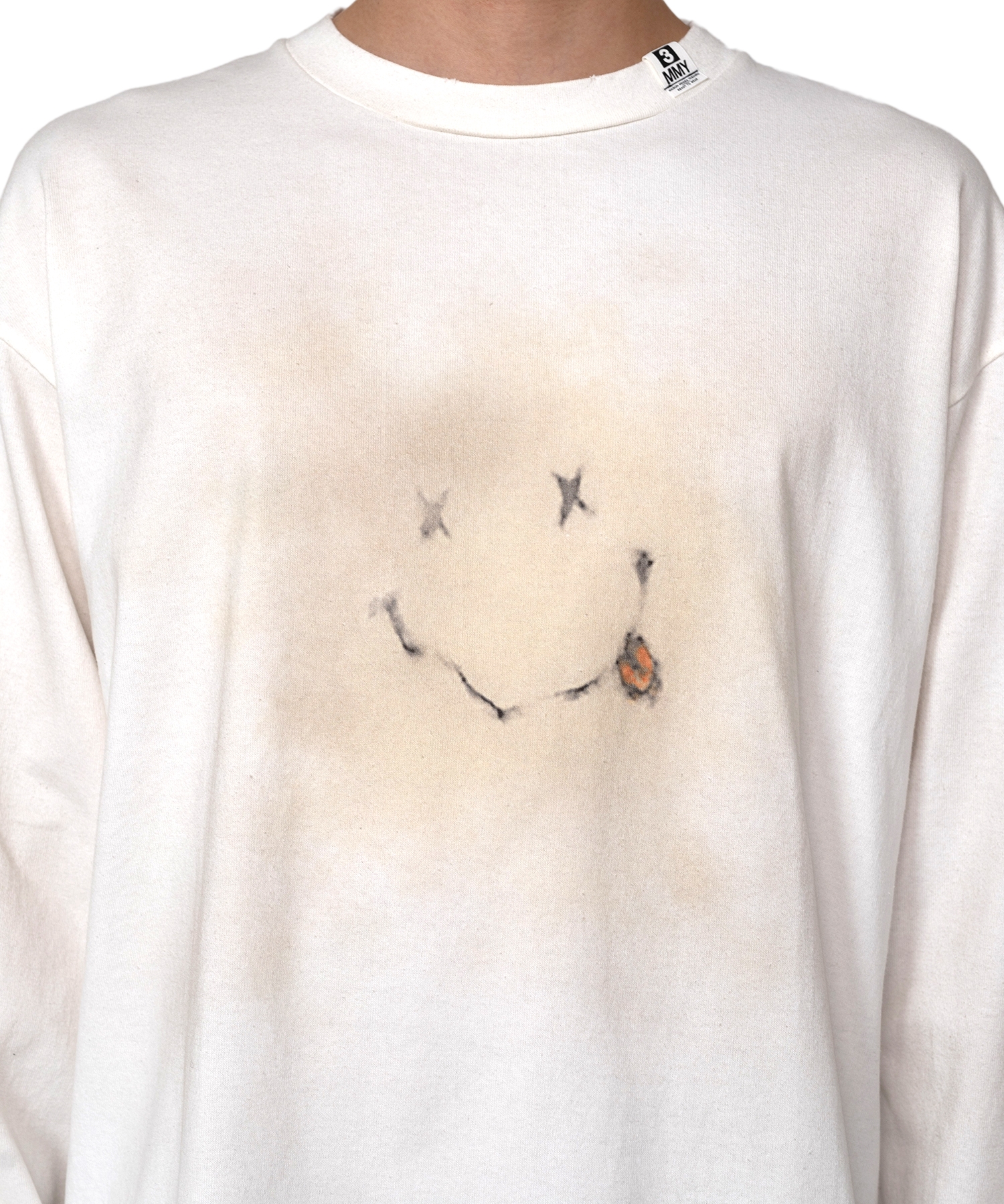 Distressed Smily Face Printed LS T-shirt