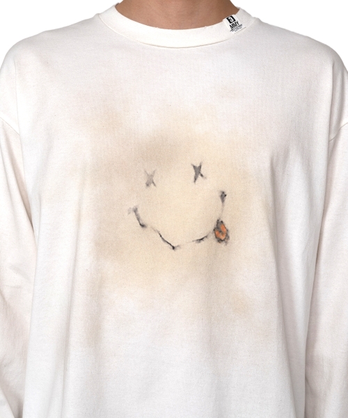Distressed Smily Face Printed LS T-shirt