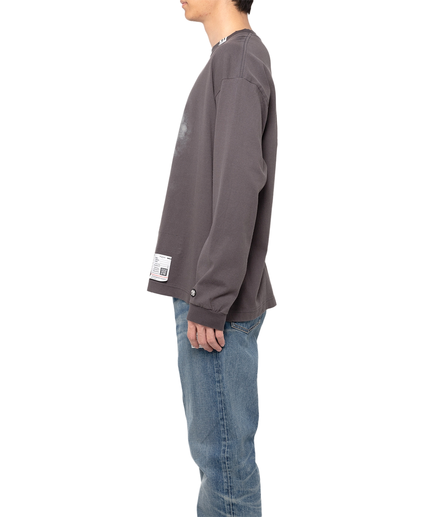 Distressed Smily Face Printed LS T-shirt