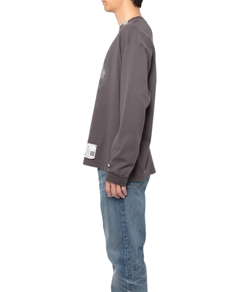 Distressed Smily Face Printed LS T-shirt