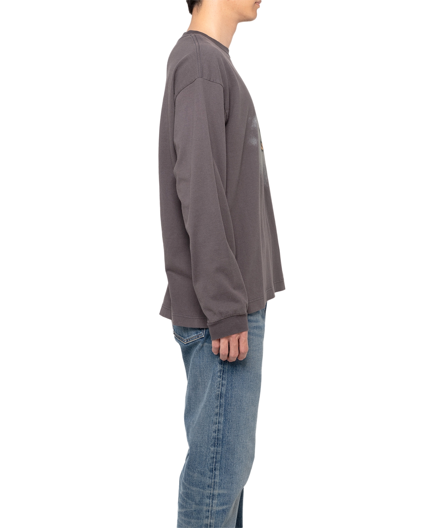 Distressed Smily Face Printed LS T-shirt