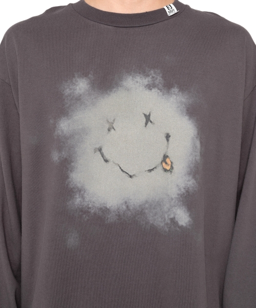 Distressed Smily Face Printed LS T-shirt