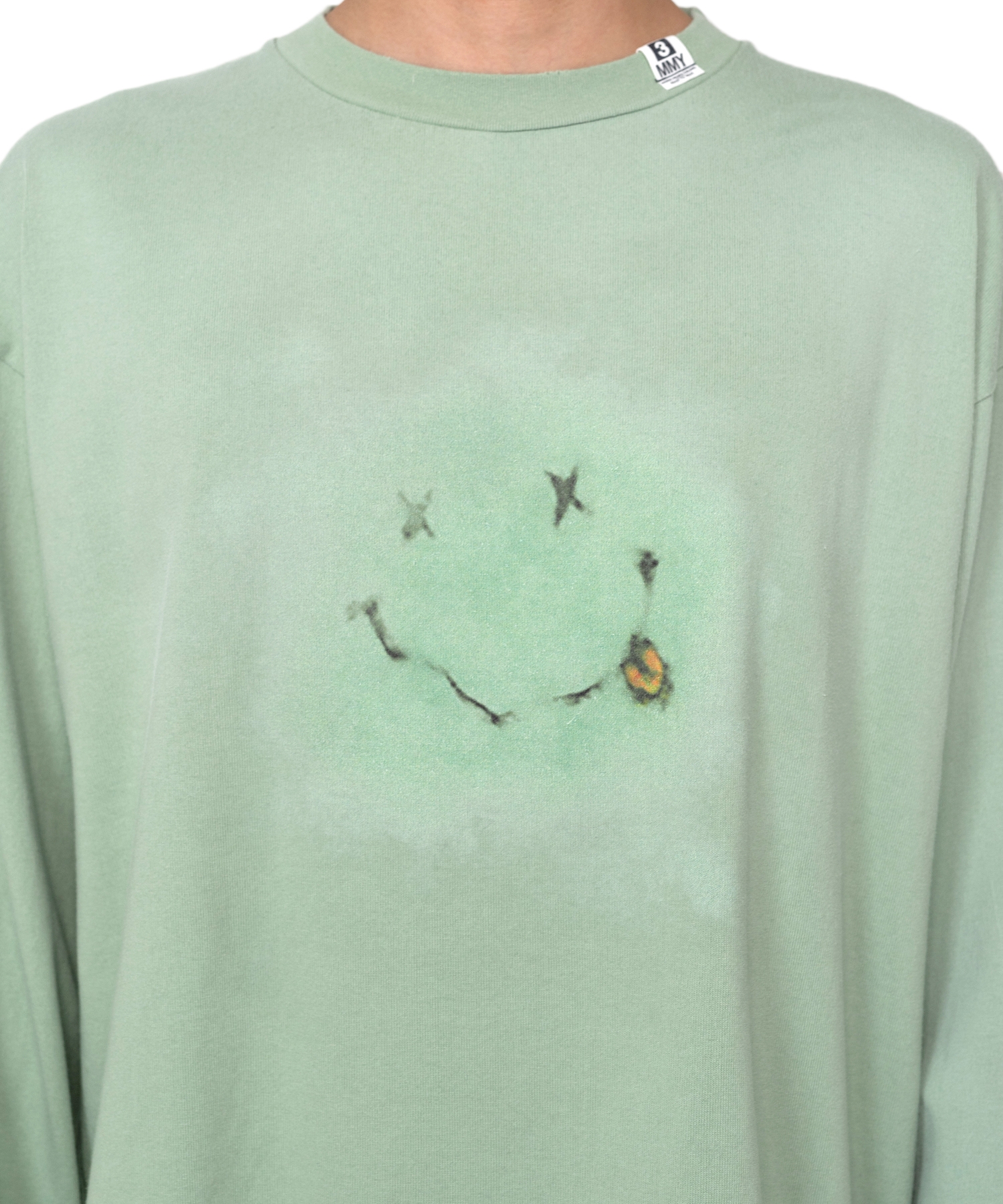 Distressed Smily Face Printed LS T-shirt