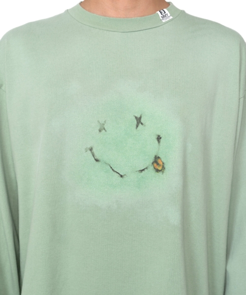 Distressed Smily Face Printed LS T-shirt