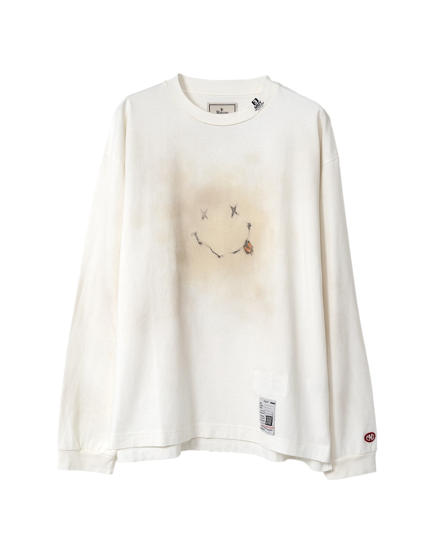 Distressed Smily Face Printed LS T-shirt