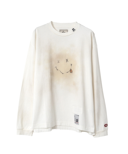 Distressed Smily Face Printed LS T-shirt