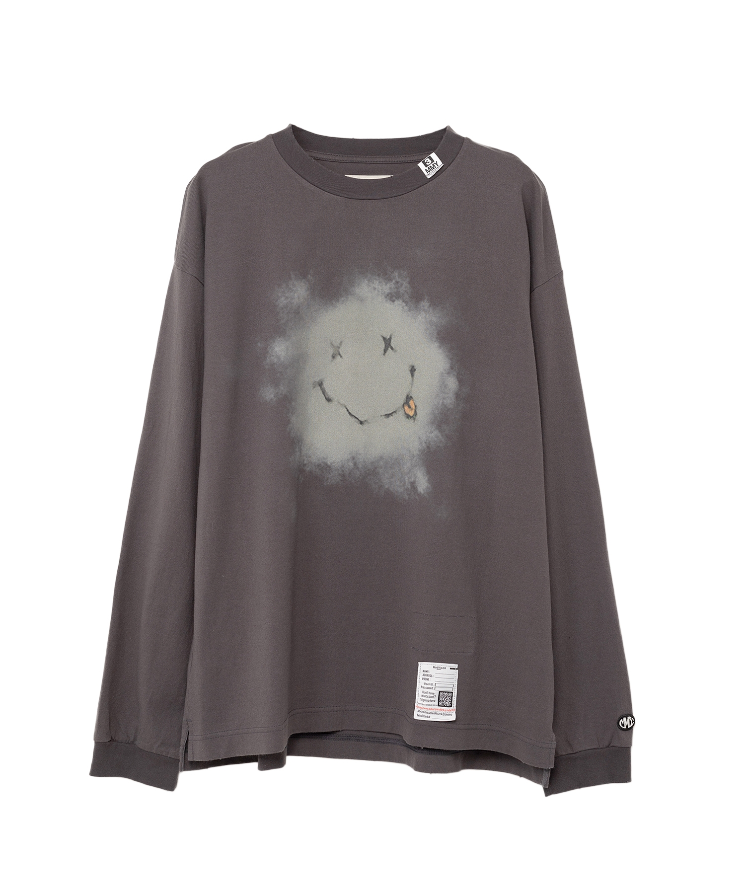 Distressed Smily Face Printed LS T-shirt