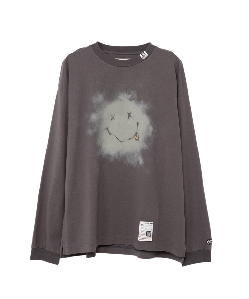 Distressed Smily Face Printed LS T-shirt
