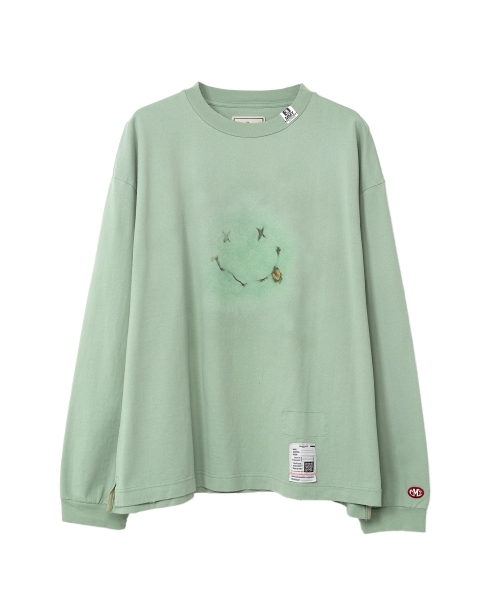Distressed Smily Face Printed LS T-shirt