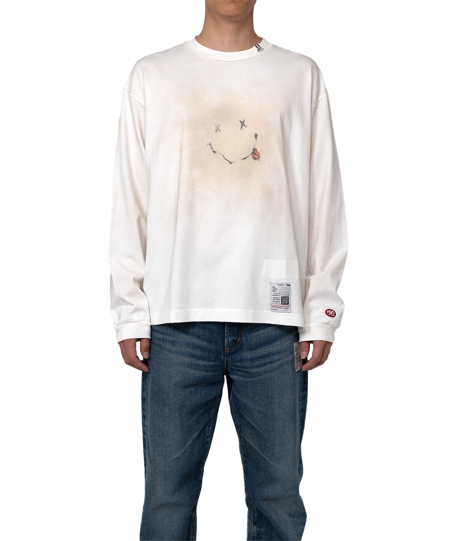 Distressed Smily Face Printed LS T-shirt