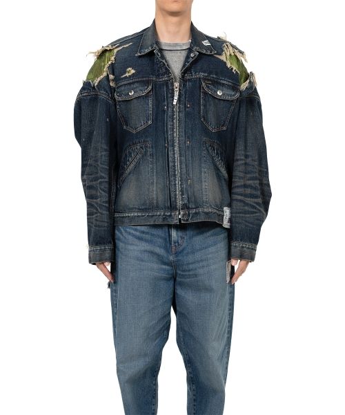 Military Jacket Layered Denim Jacket