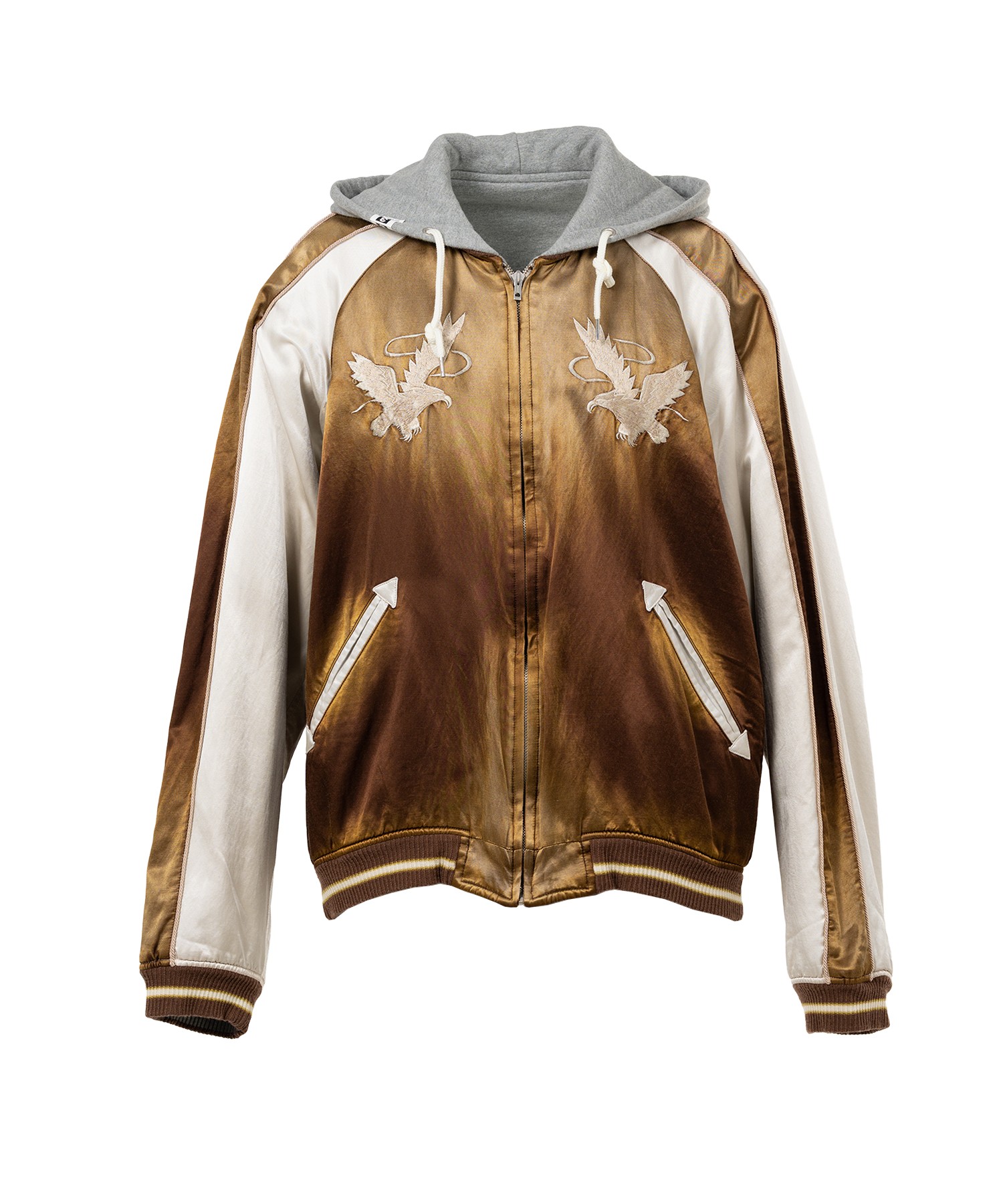 Reversible Hoodie Layered Souvenir Jacket