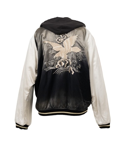 Reversible Hoodie Layered Souvenir Jacket