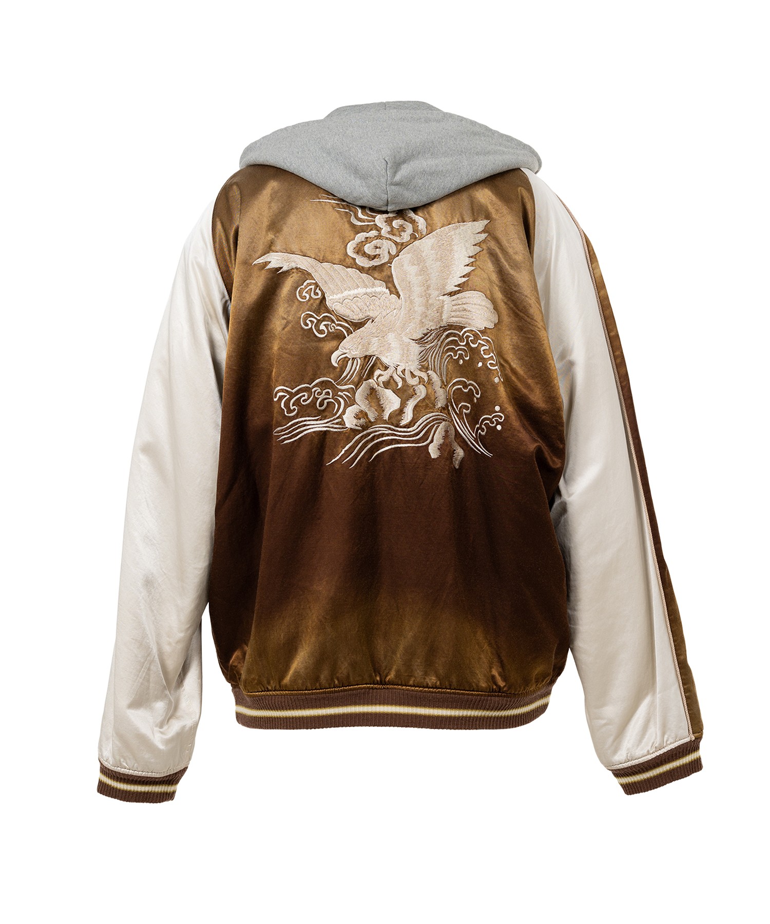 Reversible Hoodie Layered Souvenir Jacket