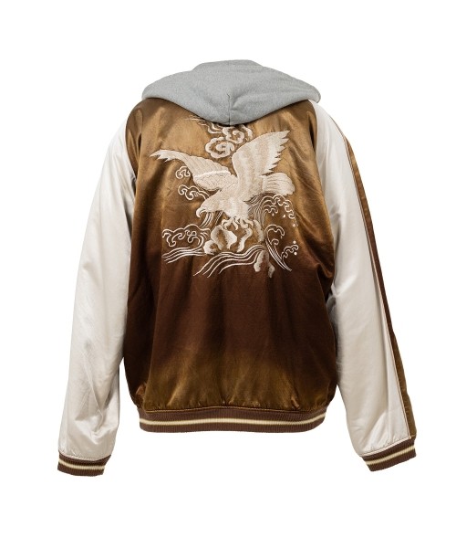 Reversible Hoodie Layered Souvenir Jacket